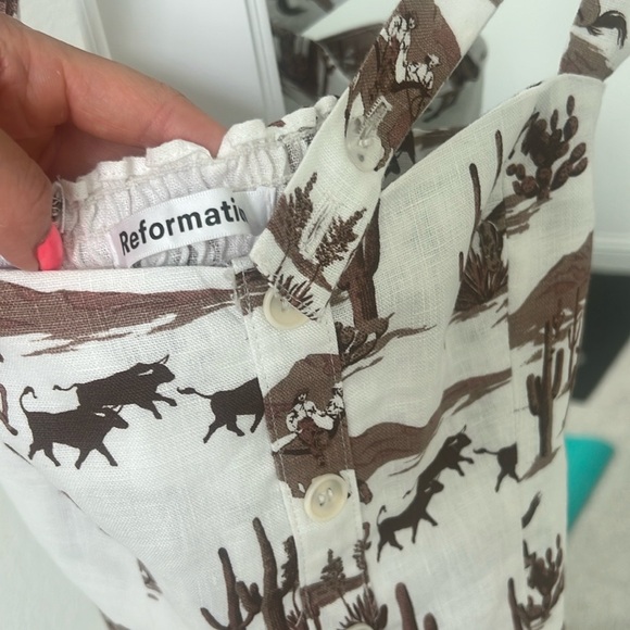Reformation Anina Linen Dress in Sonora print size 0 - Picture 3 of 8